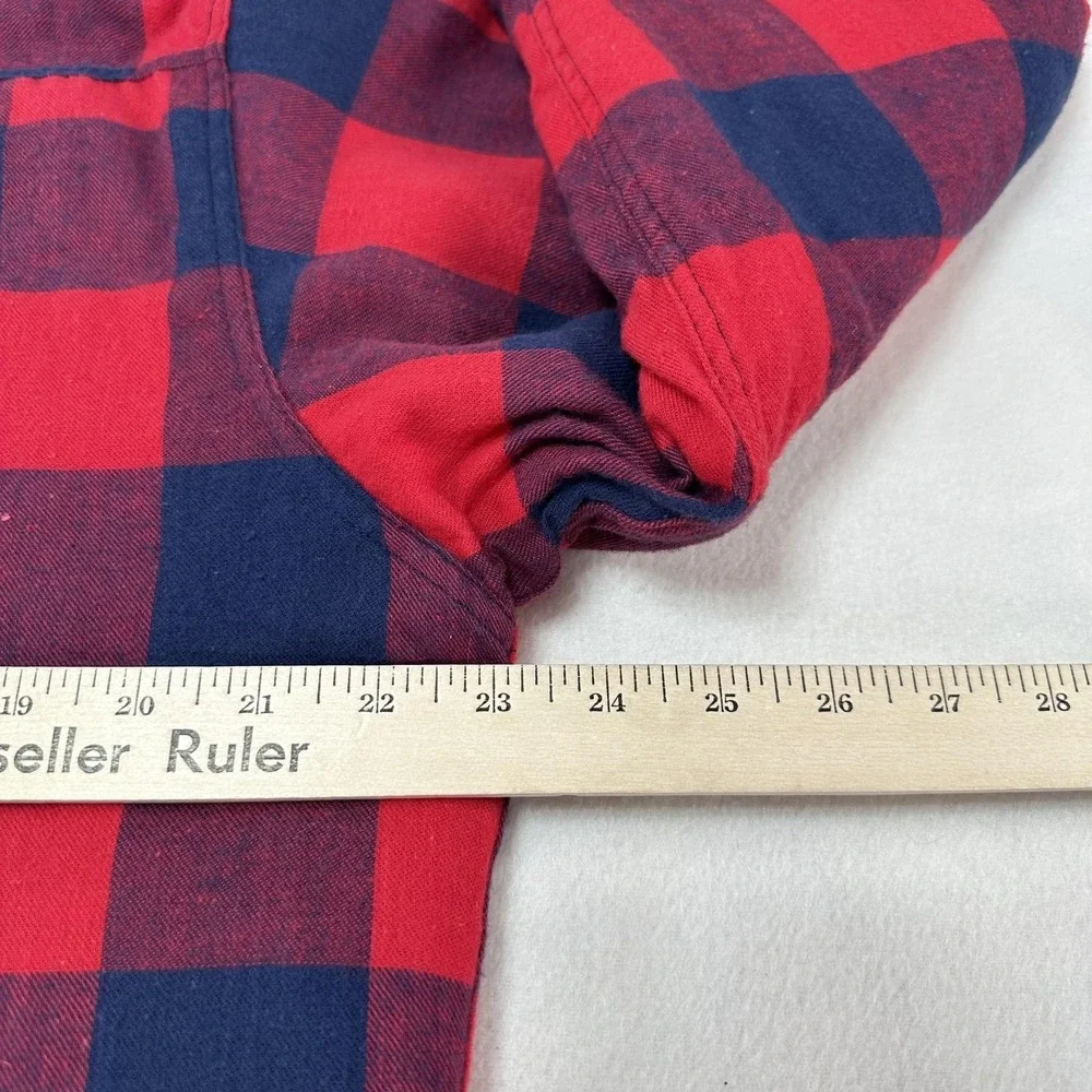 Vintage Woolrich Jacket Mens Medium Red‎ Navy Buffalo Plaid Quilted Flannel Barn